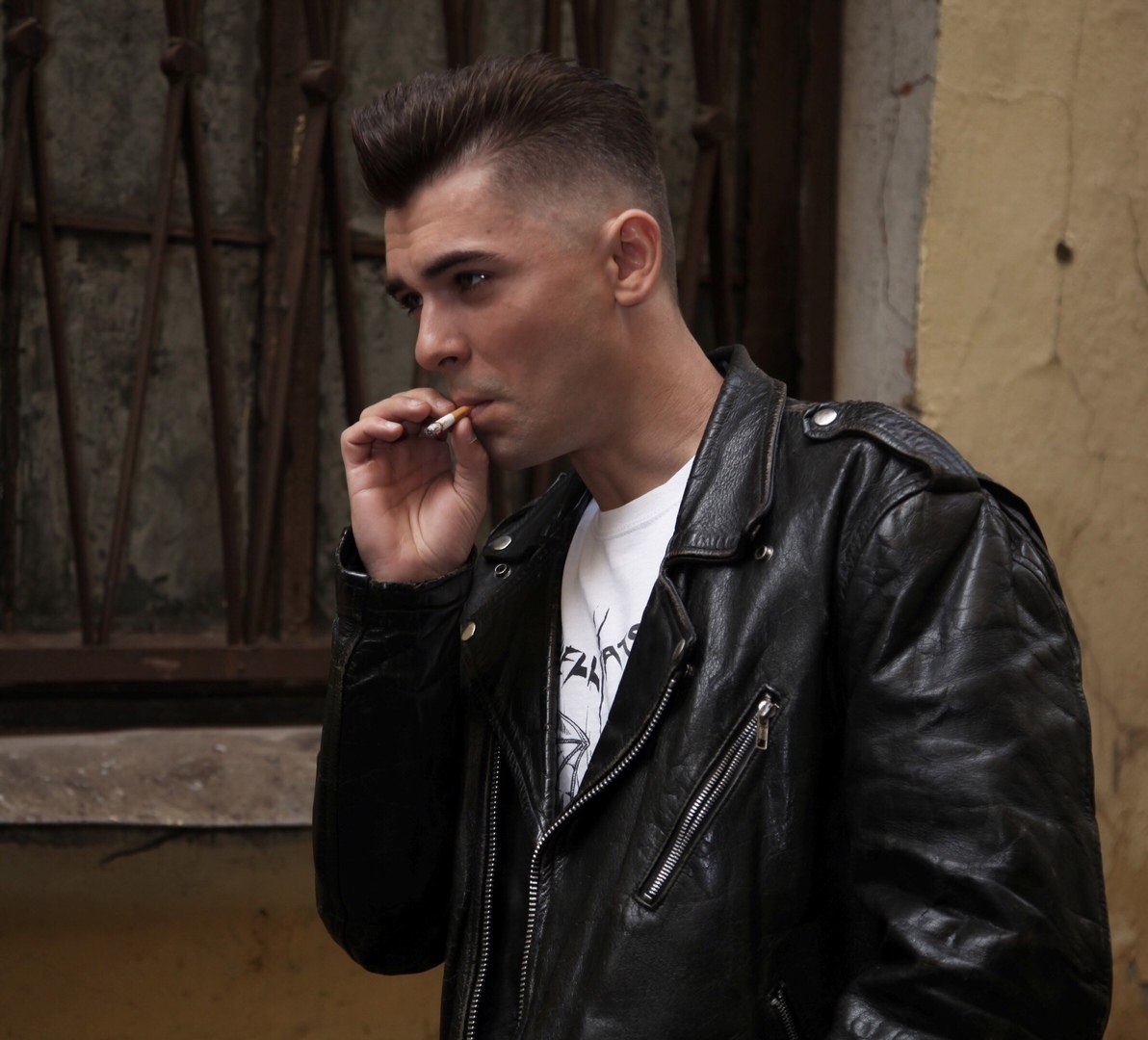 Black leather motorcycle smoke — 48