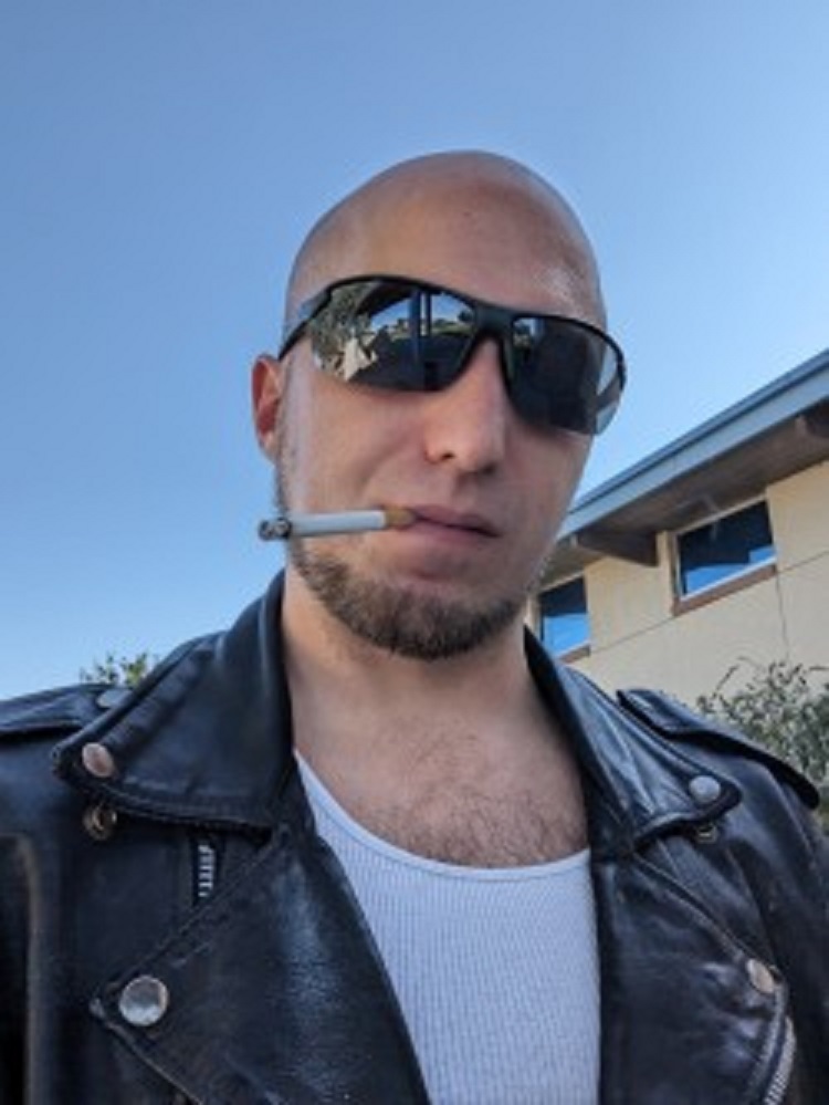Black leather motorcycle smoke — 15