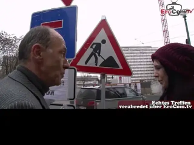 Old grandpa persuades 18 year old german student to have sex on the street